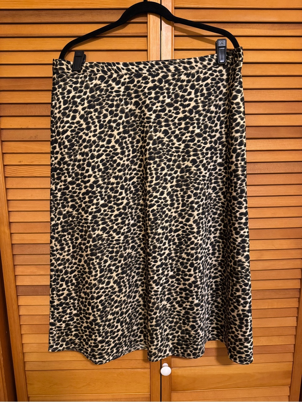 J. Crew Factory Leopard Print A-Line Midi Skirt - Black & Cream
